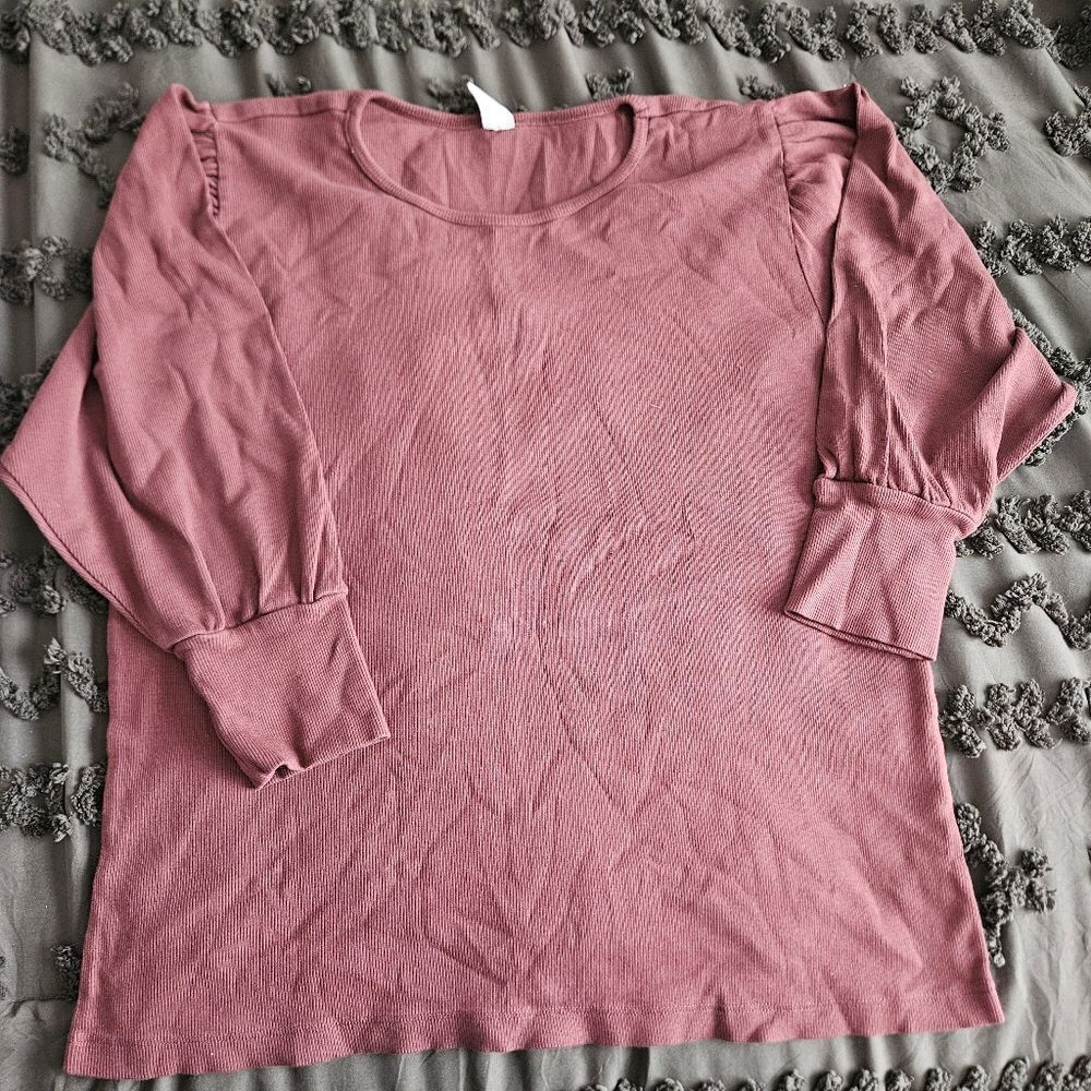 Kate Quinn Ribbed Puff Sleeve Top XL